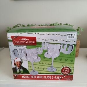 Christmas Vacation Moose Mug Wine Glass 2-Pack - Clear